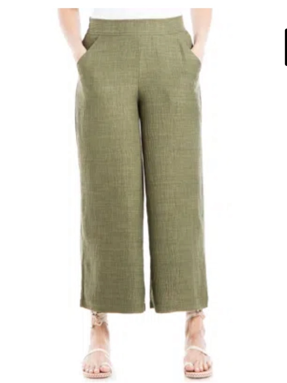 Max Studio Wide Leg Pants in Olive Green